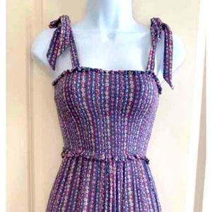 Blue Rain Smocked Crop Jumpsuit